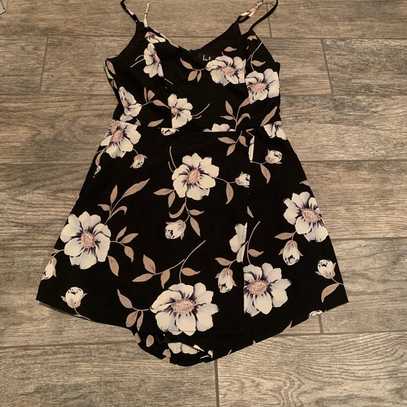 Lulus magical meadow black floral skort dress - Picture 5 of 6